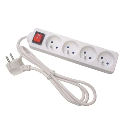 Image de Perel Bloc multiprise avec Interrupteur, 4 Prises Terre française (Type E), 3 m, 3G1.5, Usage intérieur, Blanc