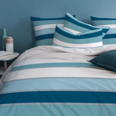Image de MATT &amp; ROSE Tendance OCÉANE Parure de lit 2 Personnes 100% Coton Oeko TEX Housse Couette 240x220cm + Taies d&#039;oreiller 65x65cm Imprimé Mixte Bleu