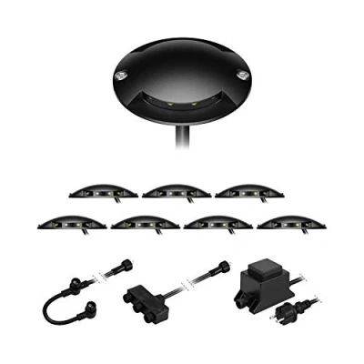Image de ledscom.de Lampe LED de sol en saillie Bunda, 2 flammes, noire pour l&#039;extérieur, carrossable, blanc chaud, 8 pièces