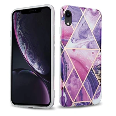 Image de Coque pour Apple iPhone XR en Marbre Vague Violet No. 14 Housse de protection Étui silicone TPU avec motif mosaïque Neuf