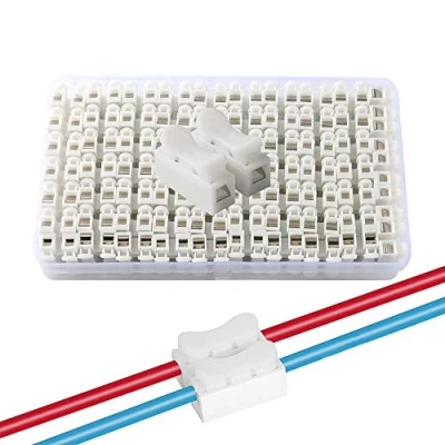 Image de QitinDasen 68Pcs CH2 Connecteur Ressort Rapide, Bornier Connexion Fils Printemps, Serre Fils, pour Fil de Lumière LED Bande