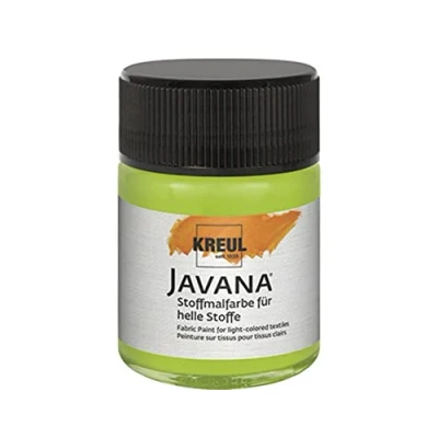 Image de Kreul 91913 Javana Tissus clairs, 50 ML Verre en Mai Vert, Peinture Souple à Base d&#039;eau, caractère crémeux, pénètre Profondeur dans Les Fibres, 624411, May Green