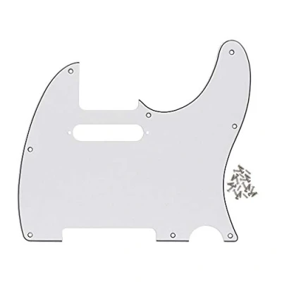 Image de IKN 8 trous 3 plis blanc TL Pickguard plaque de protection trou cou à bobine simple avec vis montage pour remplacement TE Standard US/mexicain