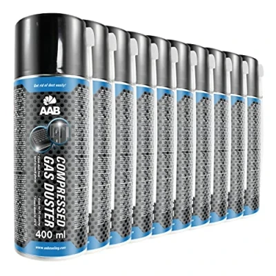 Image de 10 x AAB Bombe Air Sec 400ml Bouteille Comprimé, Nettoyage des Ordinateurs, Dépoussiérant en Spray, Enlever la Poussière, sans Odeur Aérosol, Computer Cleaner, Informatique Matériel