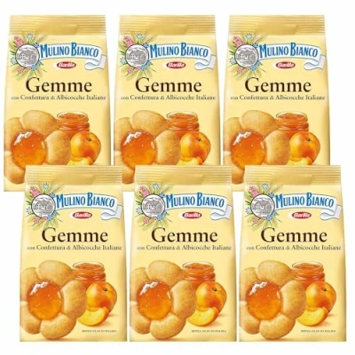 Image de MULINO BIANCO Gemme Biscuits sablés fourrés à l&#039;abricot 200g (Gemme, x6)
