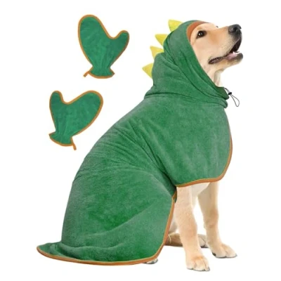 Image de Bibykivn Serviette à Séchage Rapide pour Animaux, Peignoir Chien en Microfibre, Absorbant, Absorbant Manteau Après Baignade Bain (Vert, L)