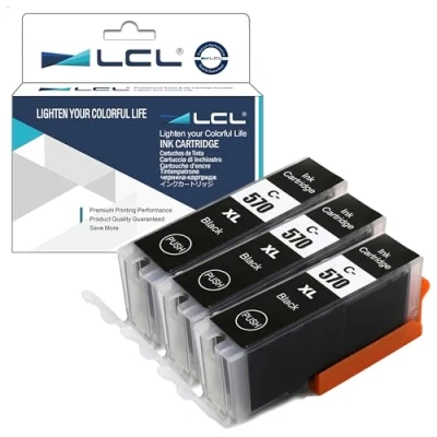 Image de LCL Cartouche d&#039;encre Compatible PGI 570 570XL 570XLBK (3 PGBK) Remplacement pour Canon PIXMA TS5050 TS5051 TS5053 TS5055 MG5700 MG5750 MG5751 MG5752 MG5753 TS6050 TS6051 TS6052 MG6800 MG6850