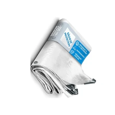 Image de etm Bâche imperméable avec oeillet de Protection Usage extérieur intérieur étanche, résistante aux UV pour Bateaux Chantiers travaux Epaisse densité 140 g/m², Blanc 10x12 m