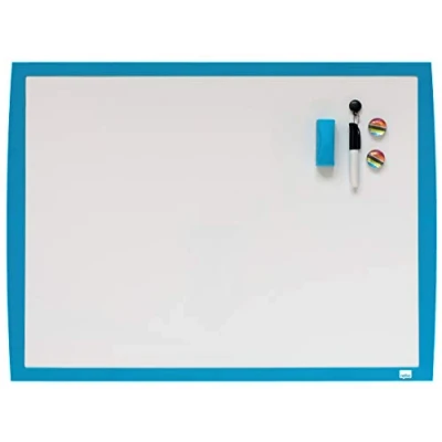 Image de Nobo Petit Tableau Blanc Magnétique Mural avec Cadre Bleu, Accessoires Assortis Inclus, Maison / Bureau, 585 x 430 mm, 2104176