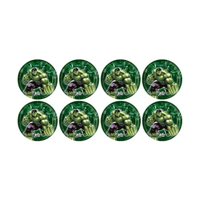 Image de ALMACENESADAN, 5121 Lot de 8 assiettes en carton 23 cm la licence (Hulk)