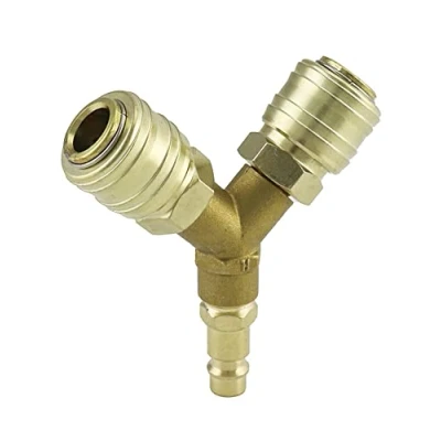 Image de QWORK® Distributeur d&#039;air Comprimé 3 Voies mit 2pcs 1/4 Pouce Raccord Rapide Air et 1pc Enfichable