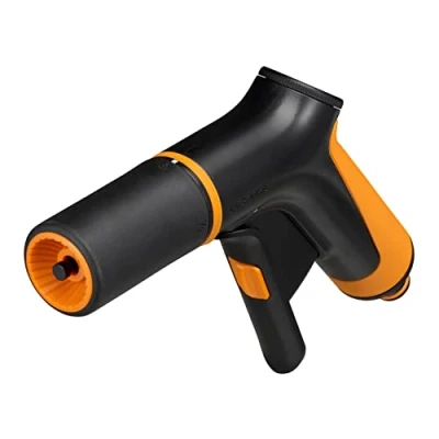 Image de Fiskars Pistolet Pulvérisateur, 2 Jets, Débit réglable en continu, avec Contrôle Gâchette à l&#039;Avant et verrouillage marche/arrêt, Taille universelle, noir/orange, 1065484
