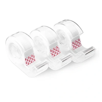 Image de Amazon Basics rouleaux de ruban adhésif à finition mate avec distributeur, Lot 3, 1.9 cm x 7.6 m (l L), transparent
