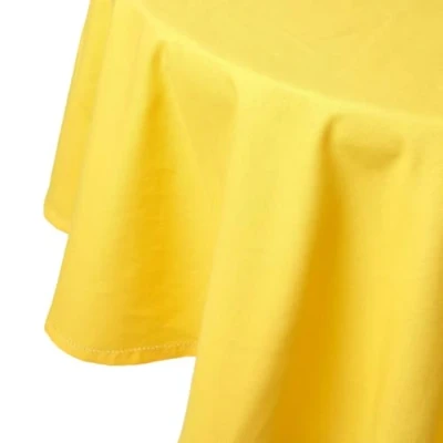 Image de HOMESCAPES Nappe de Table Ronde, Linge en Coton uni Jaune 178 cm