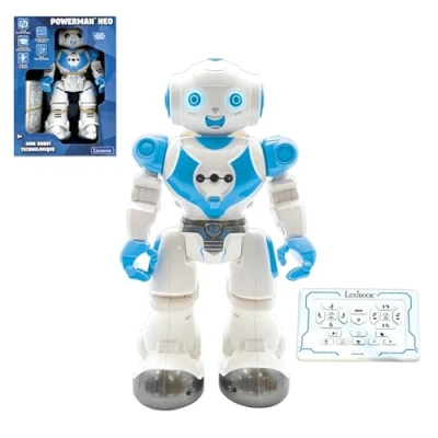 Image de Lexibook, Powerman Neo, Mon Robot technologique, Télécommande et contrôle gestuel, Activités éducatives en français, Programmable, Musique Danse, Effets sonores Lumineux, Bleu/Blanc, ROB18FR