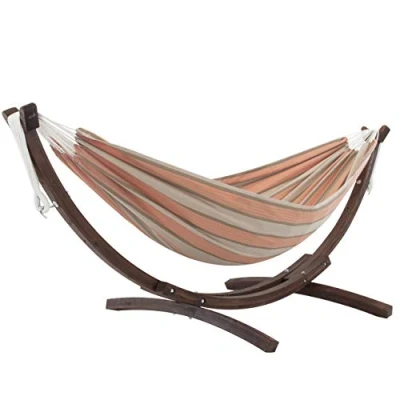 Image de Vivere Double Hamac Sunbrella avec Solide support en Pin Cameo