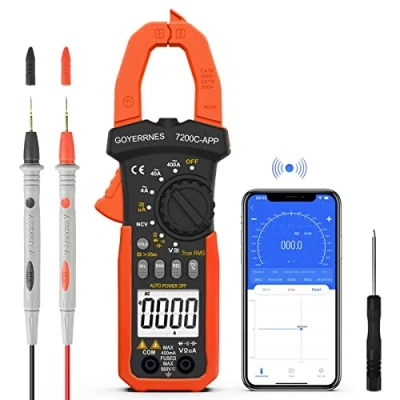 Image de Pince ampèremétrique numerique,GR 7200C APP Ampèremètre DC/AC automatique TRMS 4000counts,connexion Bluetooth pour mesure de la température, continuité, capacité résistance, fréquence diode