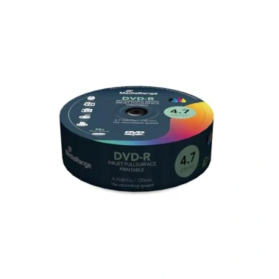 Image de DVD R MEDIARANGE 25 supports 4.7 Go 16x surface imprimable jet d&#039;encre