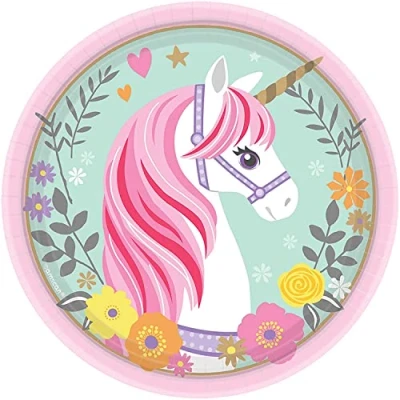 Image de amscan 541929 Lot de 8 assiettes en carton Motif licorne magique