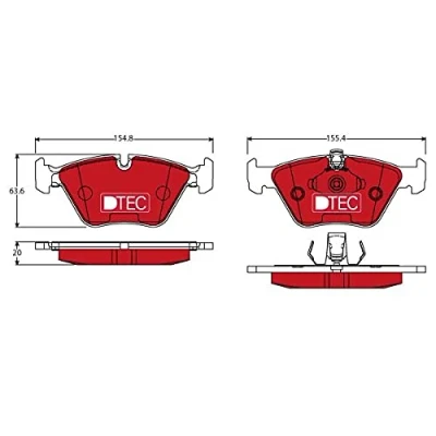 Image de TRW DTEC COTEC GDB1404DTE Jeu de plaquettes frein préparé pour indicateur d&#039;usure BMW: 5 Berline, 3 Coupe, Touring