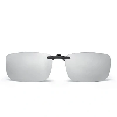 Image de JM Lunettes de Soleil à Clip Rectangulaire sans Bord Polarisées Légères Hommes Femmes Miroir argent