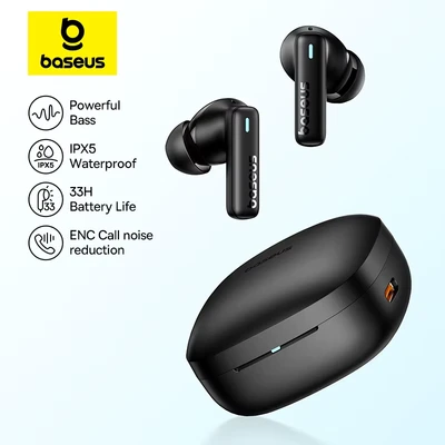 Image de Baseus Bowie E19 True Wireless écouteurs 12mm pilotes avec grandes basses Bluetooth 5.3 33H longue durée de lecture IPX5 étanches