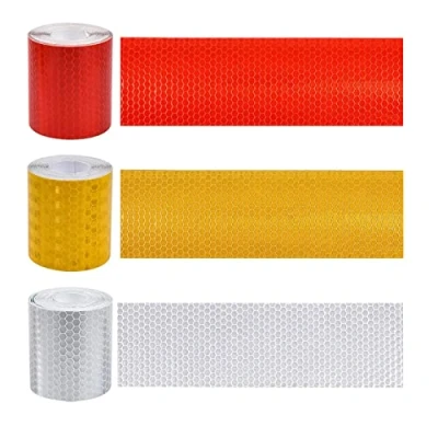 Image de 3 Rouleaux Ruban Réfléchissant Auto Adhésif Sécurité Adhésives Avertissement Bande De Marquage Réfléchissante en Nid d&#039;abeille pour Véhicules Vélo, 5cmx 3m