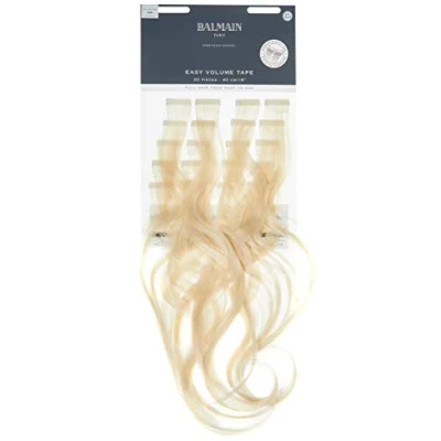 Image de Balmain Lot de 20 extensions ruban adhésif en cheveux humains, 55 cm long, 10 A, blond cendré ultra léger, 82 g