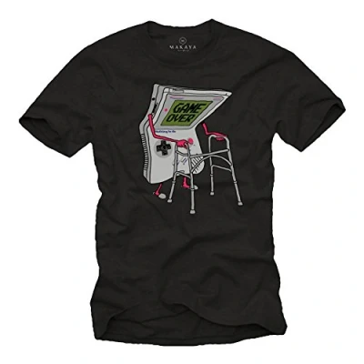 Image de Nerd &amp; Gamer Tshirt Motif Vintage Game Controller Tee Shirt Geek Homme Boy Noir XXXXXL