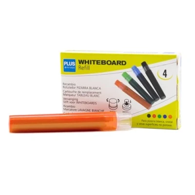 Image de Plus Office Marqueurs tableau blanc avec encre liquide rechargeable, pointe de 2 mm, idéal pour écrire sur verre, et autres surfaces lisses, effaçable (orange, recharge)
