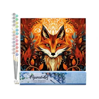 Image de Figured&#039;Art Peinture par Numéro Adulte Renard Art Déco Activité Manuelle Kit de Loisir Créatif DIY d&#039;Art Complet 40x50cm sans châssis en bois