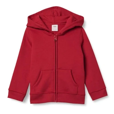 Image de Amazon Essentials Sweatshirts à Capuche en Polaire avec Fermeture Éclair Fille, Rouge, 6 7 Ans
