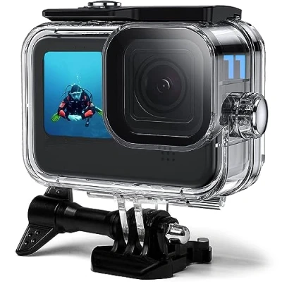 Image de OKFUN Boîtier étanche pour GoPro Hero 10 / 9 Noir Coque de protection sous marine caméra d&#039;action Go Pro Hero10 Hero9 Avec support et vis à molette