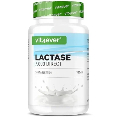 Image de Lactase 7.000 365 comprimés à effet immédiat Hautement dosé avec unités FCC En cas d&#039;intolérance au lactose + intolérance lait Sans additifs indésirables Vegan