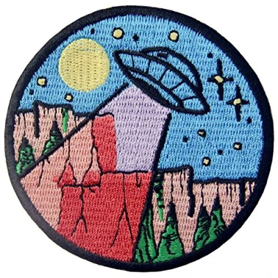 Image de Patch brodé en forme de Explorer plein air, OVNI dans la nature, à coudre ou coller avec fer repasser