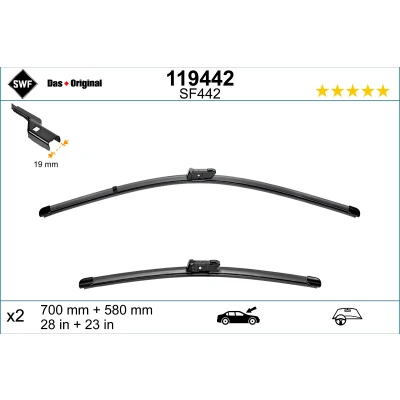 Image de Balai d&#039;essuie glace Swf Visioflex 119442 avant Sans Cadre OPEL: Meriva B