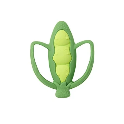 Image de Infantino Lil&#039; Nibble teether Pea Pod Silicone Soft Textured for Sensory Exploration and Teething Relief, with Easy to Hold Handles, Green