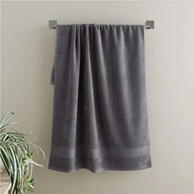 Image de Catherine Lansfield Serviette de Bain antibactérienne en Coton Doux et Absorbant Gris Anthracite