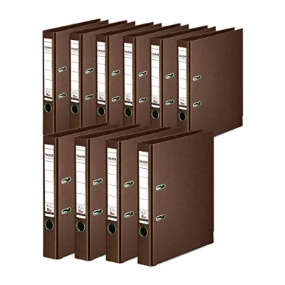 Image de Classeur original Falken Chromocolor de qualité supérieure. Fabriqué en Allemagne. Revêtement extérieur plastique. Paquet 10 10er Pack schmal marron