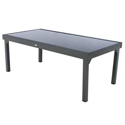 Image de Hespéride Table de Jardin Extensible Piazza Anthracite &amp; Graphite