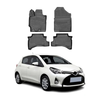 Image de Tapis De Sol Compatible avec Toyota Yaris 2017 2020 en Caoutchouc TPE 3D Noir 4X Aucun Avis