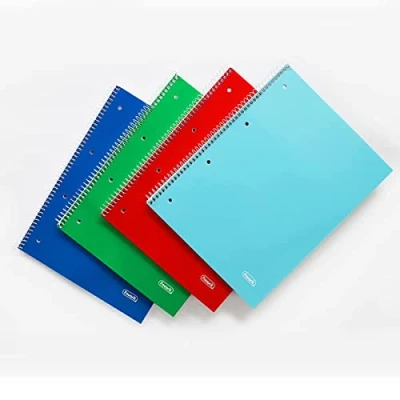 Image de Favorit Cahiers spiralés A4, Rayé, Papier 80 g/m², Paquet de 5 pièces, rouge, jaune, bleu, vert et turquoise