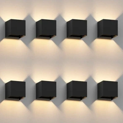 Image de ledscom.de 8 pièces Applique murale CUBEL pour l&#039;extérieur, IP65, Up /Downlight, noir mat, carré, 1x G9 max. 10W