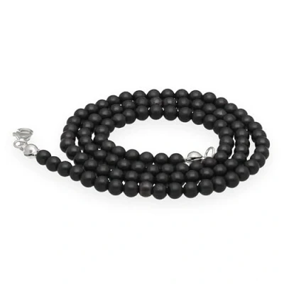 Image de Lebensquelle Plus Chaîne à Boules en shungite pierre précieuse + Fermoir argent 925 de 4 mm diamètre mousqueton 45 cm long qualité supérieure, Acier