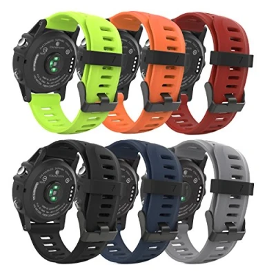 Image de MoKo Bracelet Compatible avec Garmin Fenix 3/3 HR/5X/5X Plus/Tactix Charlie/Descent Mk1, [Lot de 6] Remplacement en Silicone des Outils Coloré 1
