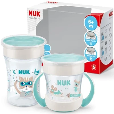 Image de NUK Magic Cup &amp; Mini Duo de gobelets d&#039;apprentissage Bord Anti fuite à 360 À partir 6 mois et 8 sans BPA 160 ml 230 Menthe