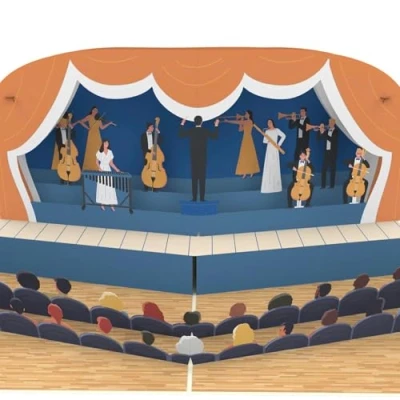 Image de MOKIO® Carte Pop Up Orchestre cadeau 3D pour une visite à un concert, comme emballage des billets d&#039;opéra ou de théâtre, vœux anniversaire