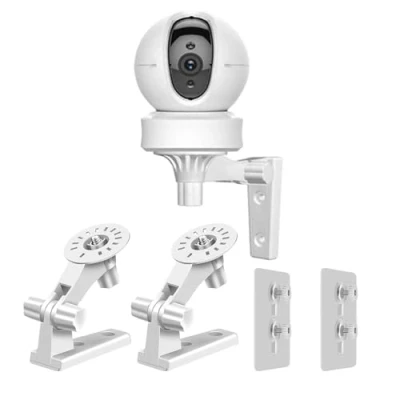Image de LNGJIN Lot de 2 supports muraux pour caméra sécurité, avec angle réglable, rotation à 180 , compatibles surveillance intérieure