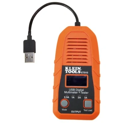 Image de KLEIN TOOLS ET910 Testeur de puissance USB A pour tension, courant, capacité, énergie, résistance, courant maximum, 2,5 x 28,5 5,4 cm
