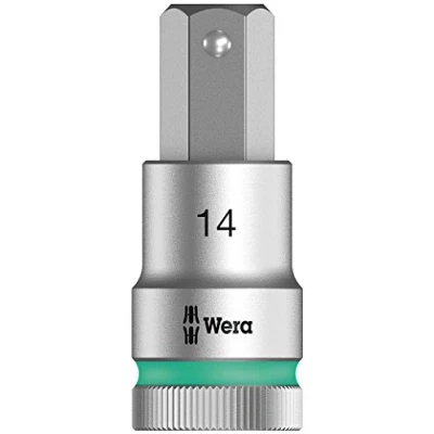 Image de Wera 05003827001 8740 C HF Embouts à douille Zyklop emmanchement 1/2&quot; avec fonction de retenue, 14.0 x 60 mm, Argent/turquoise